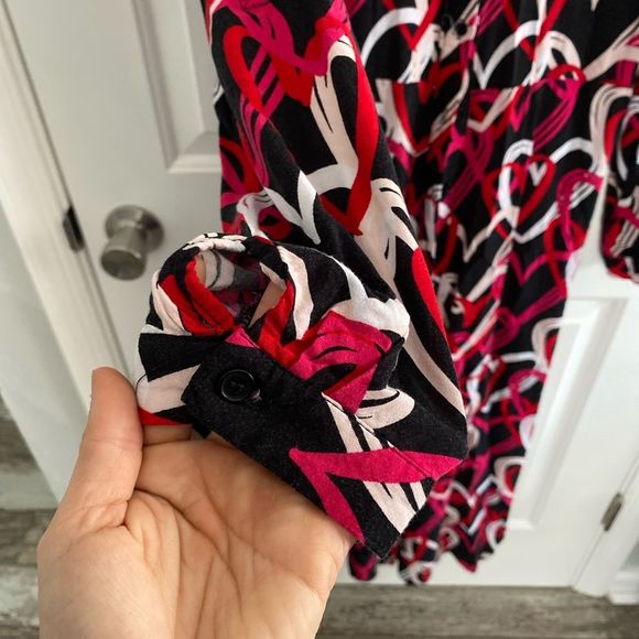 NY&C Button up maxi dress, black and red/pink, size M - Picture 3 of 7